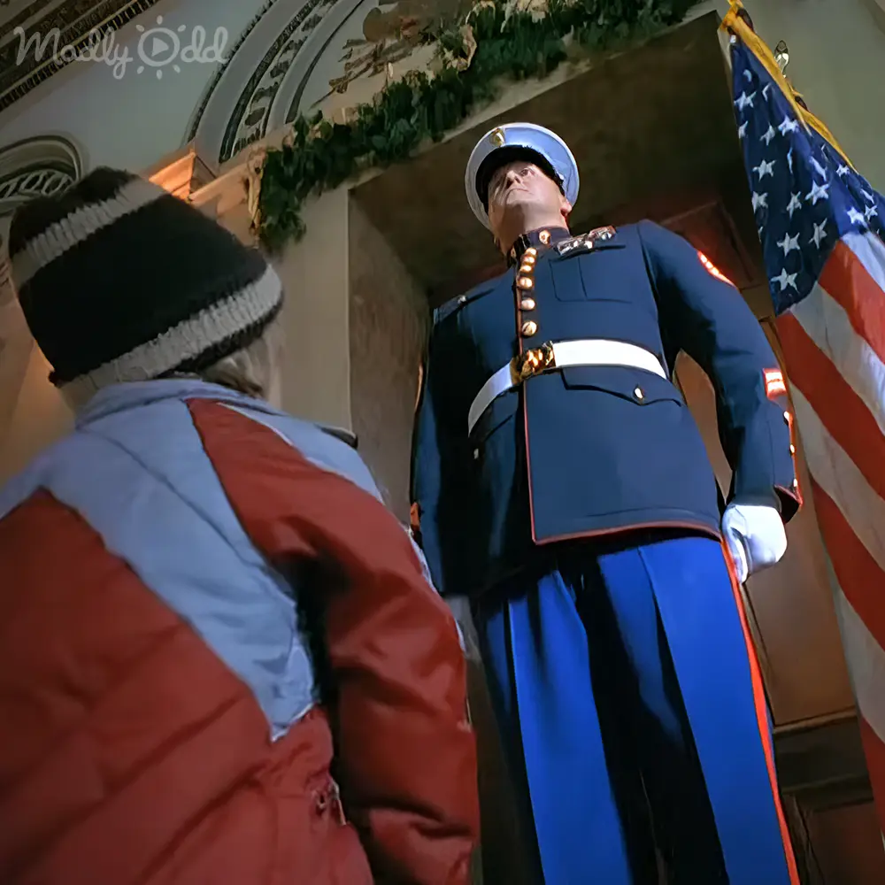 Marine's Toys For Tots Commercial from 1997. Boy looking up at marine from boy's POV.