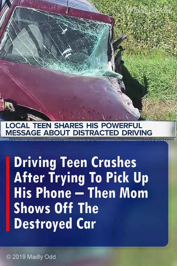 Driving Teen Crashes After Trying To Pick Up His Phone – Then Mom Shows Off The Destroyed Car