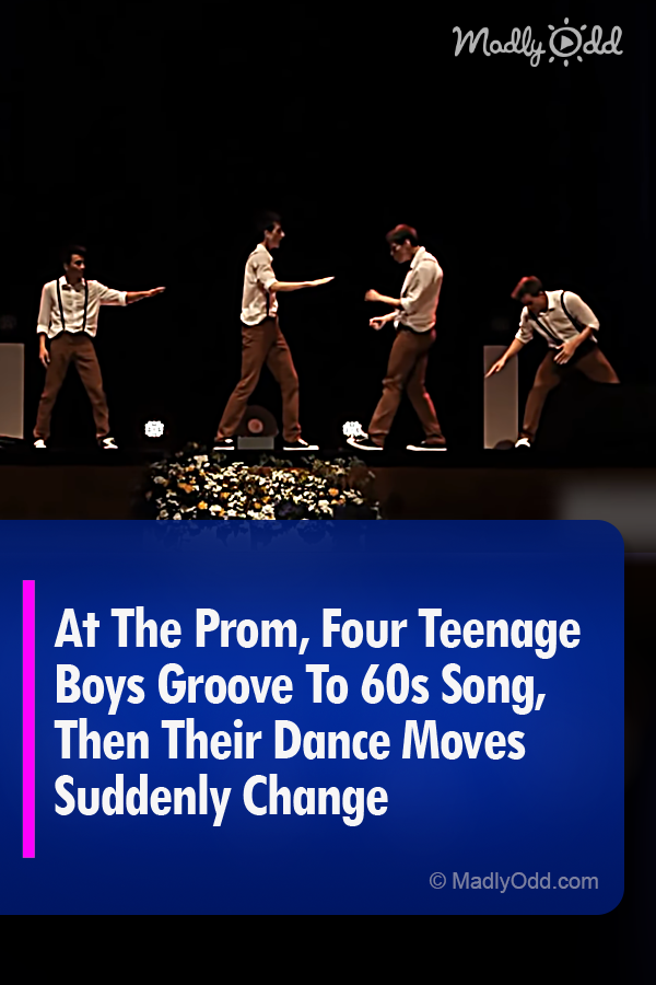 At The Prom, Four Teenage Boys Groove To 60\'s Song, Then Their Dance Moves Suddenly Change