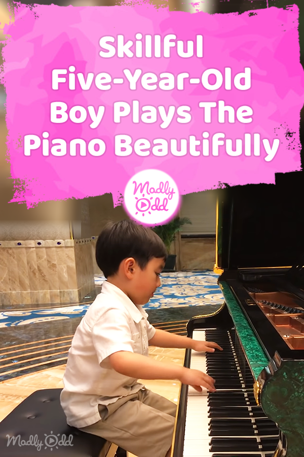 Skillful Five-Year-Old Boy Plays The Piano Beautifully