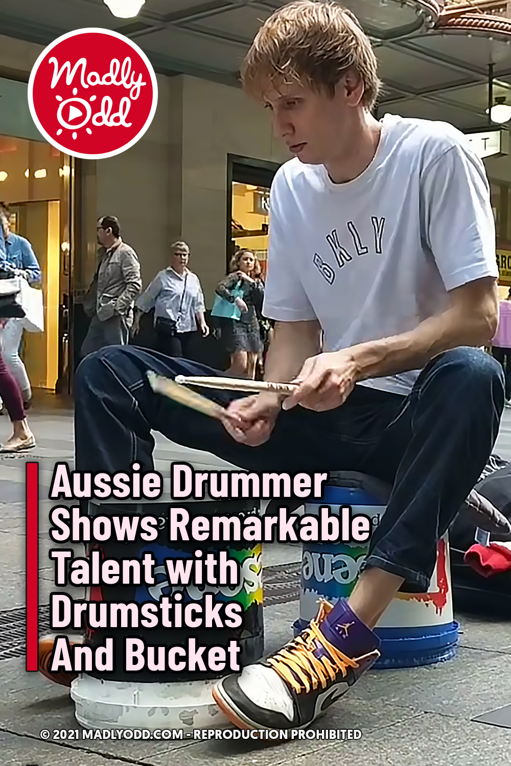 Aussie Drummer Shows Remarkable Talent with Drumsticks And Bucket
