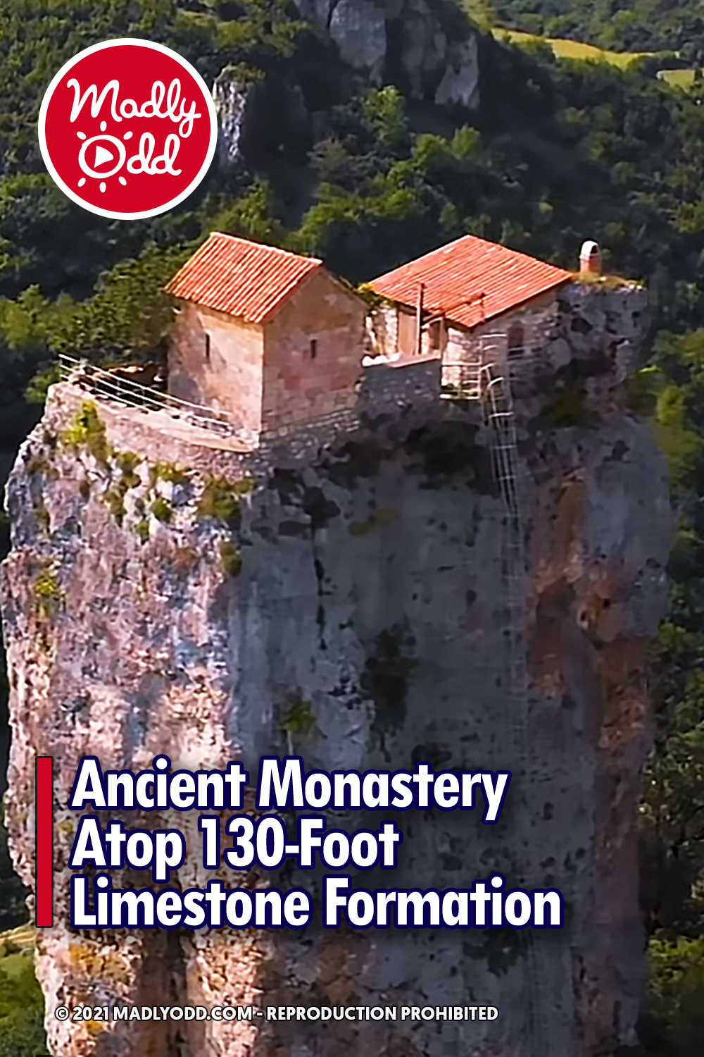 Ancient Monastery Atop 130-Foot Limestone Formation