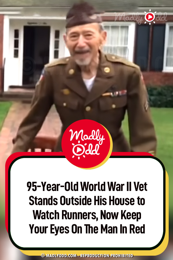 95-Year-Old World War II Vet Stands Outside His House to Watch Runners, Now Keep Your Eyes On The Man In Red