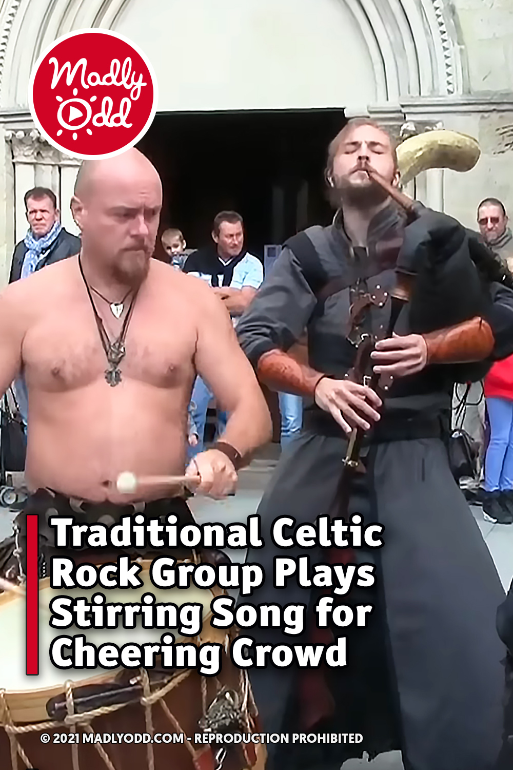 Traditional Celtic Rock Group Plays Stirring Song for Cheering Crowd