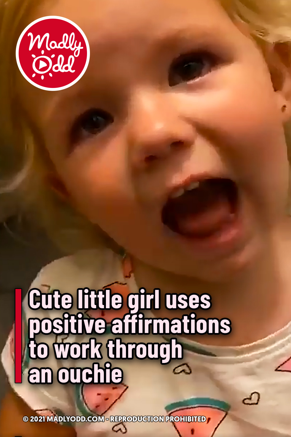Cute little girl uses positive affirmations to work through an ouchie