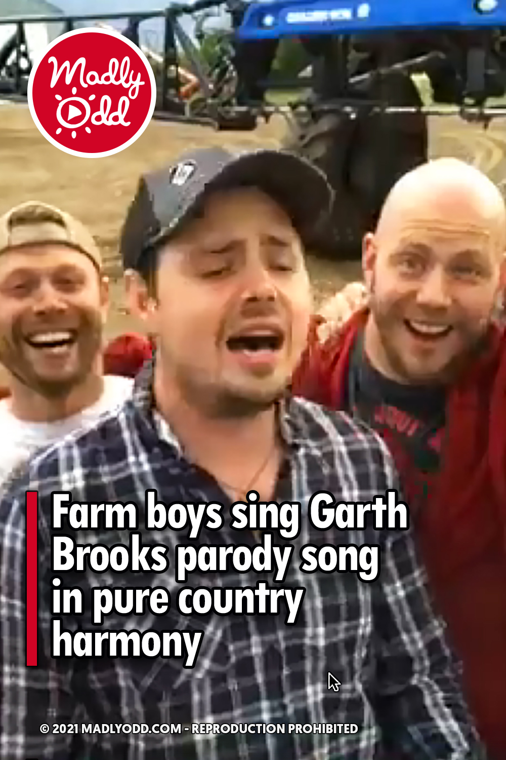 Farm boys sing Garth Brooks parody song in pure country harmony