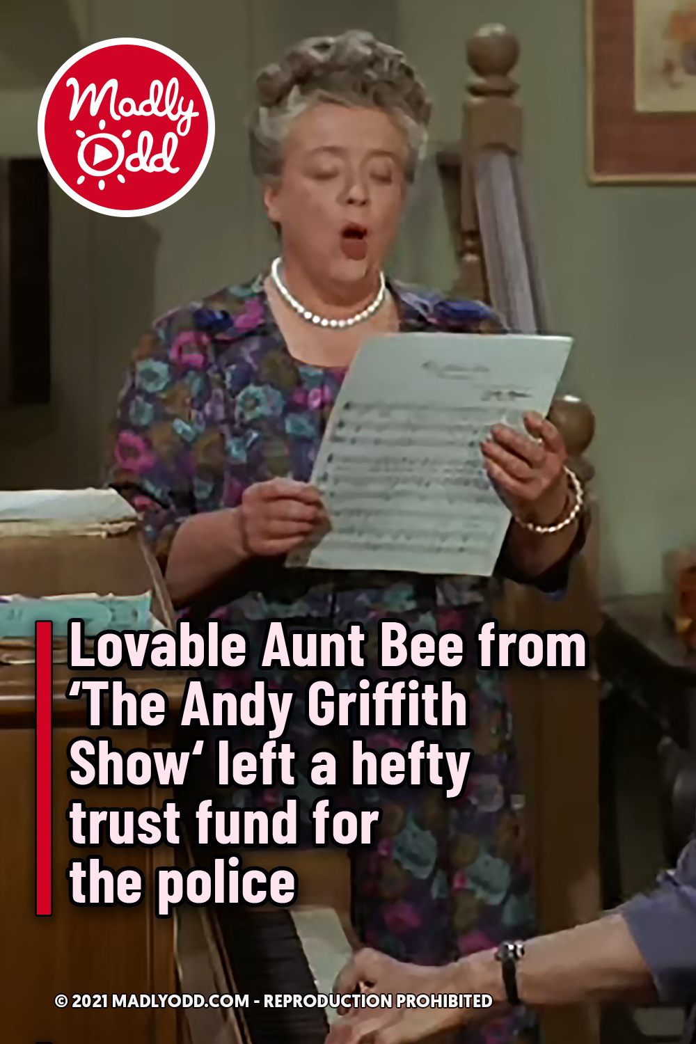 Lovable Aunt Bee from ‘The Andy Griffith Show‘ left a hefty trust fund for the police