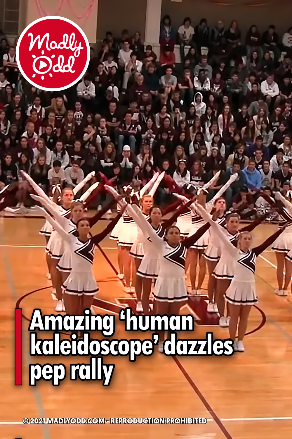 Amazing ‘human kaleidoscope’ dazzles pep rally