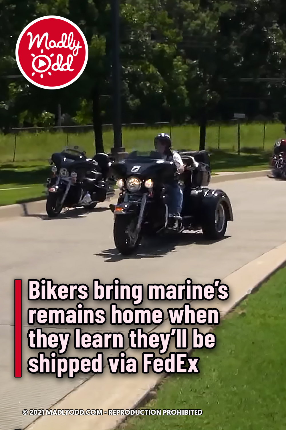 Bikers bring marine’s remains home when they learn they’ll be shipped via FedEx