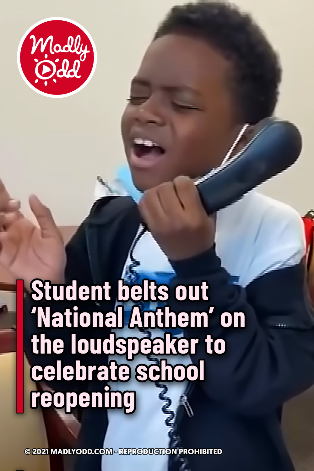 Student belts out ‘National Anthem’ on the loudspeaker to celebrate school reopening