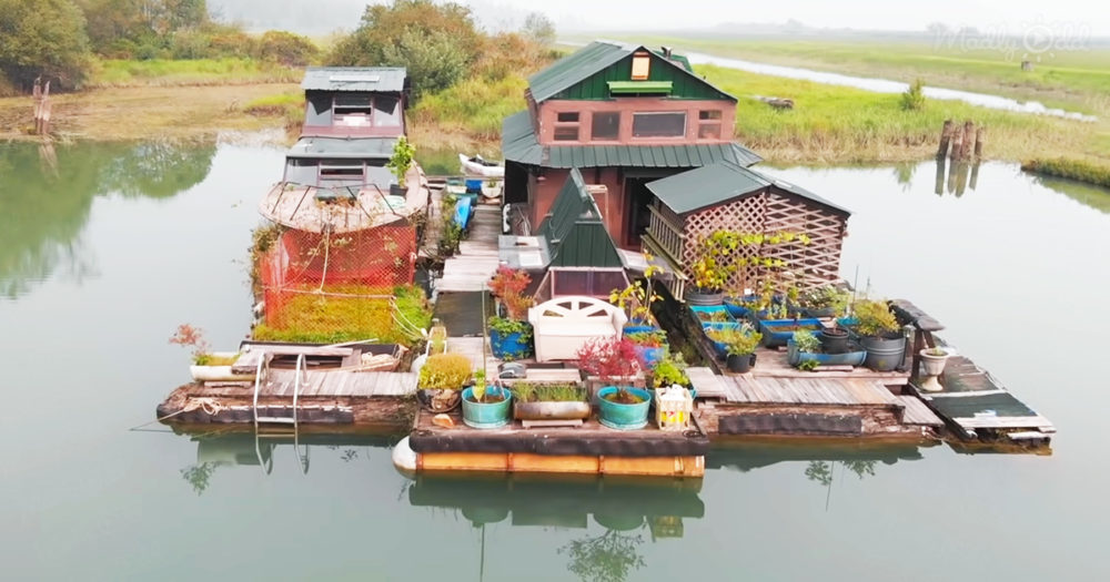 man has been living off-grid on an island he built himself