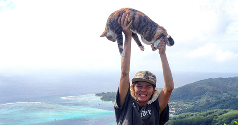 Woman with her rescue cat