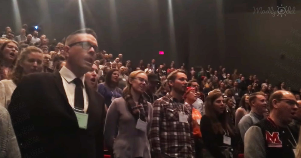 600 teachers singing Amazing Grace