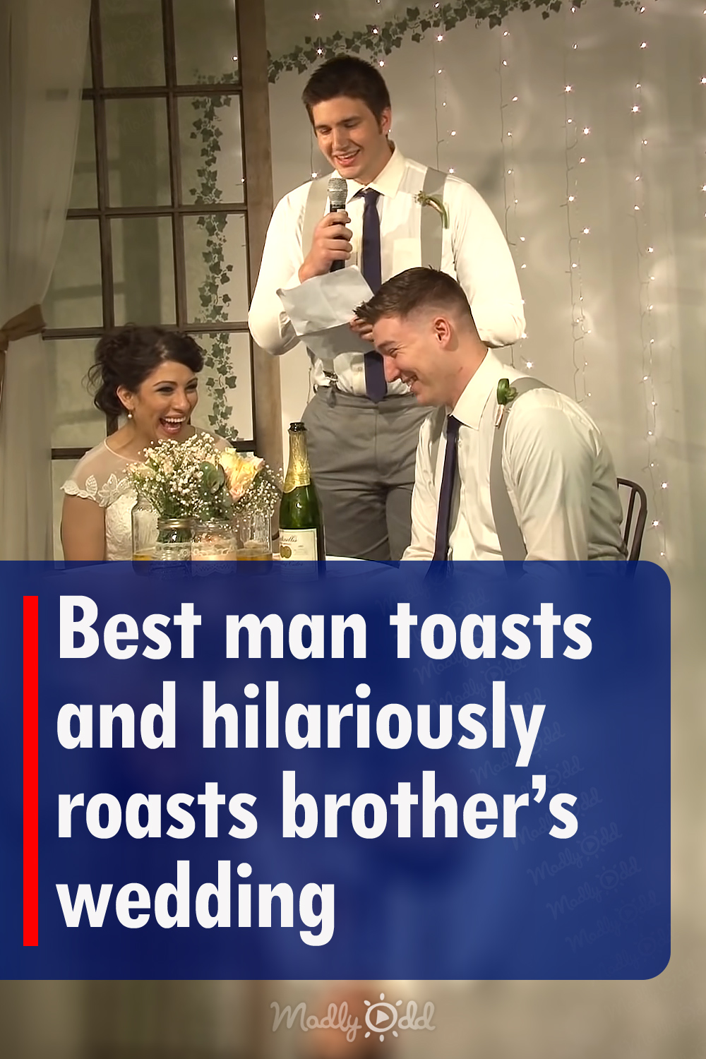 Best man toasts and hilariously roasts brother’s wedding