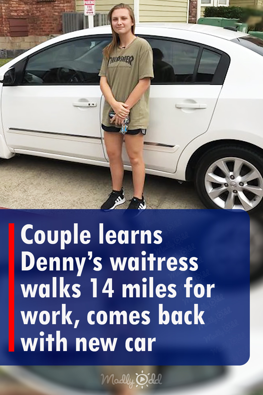 Couple learns Denny\'s waitress walks 14 miles for work, comes back with new car