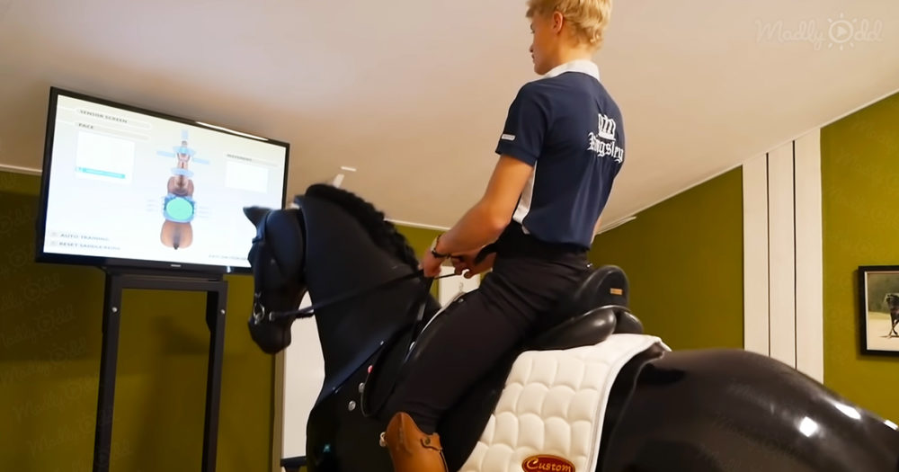 Riding a horse simulator