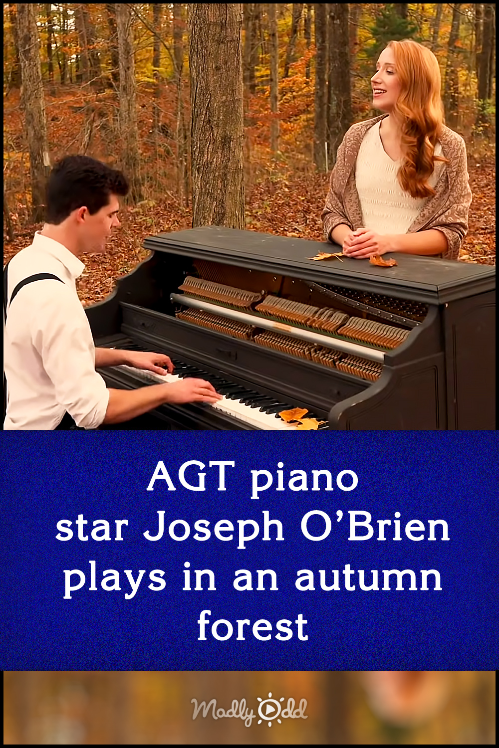 AGT piano star Joseph O’Brien plays in an autumn forest
