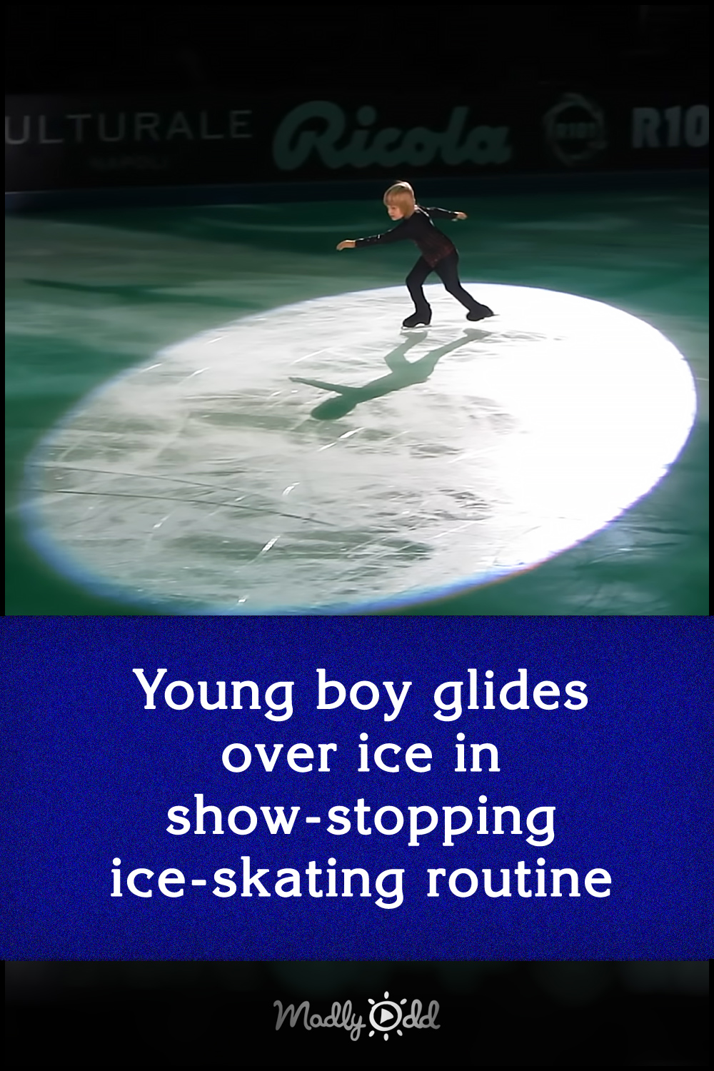 Young boy glides over ice in show-stopping ice-skating routine