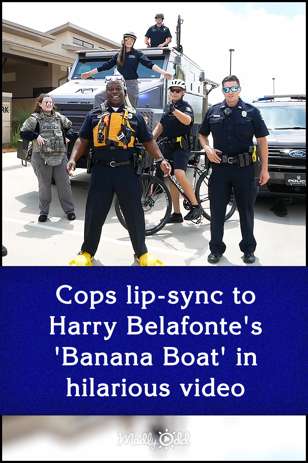 Cops lip-sync to Harry Belafonte\'s \'Banana Boat\' in hilarious video
