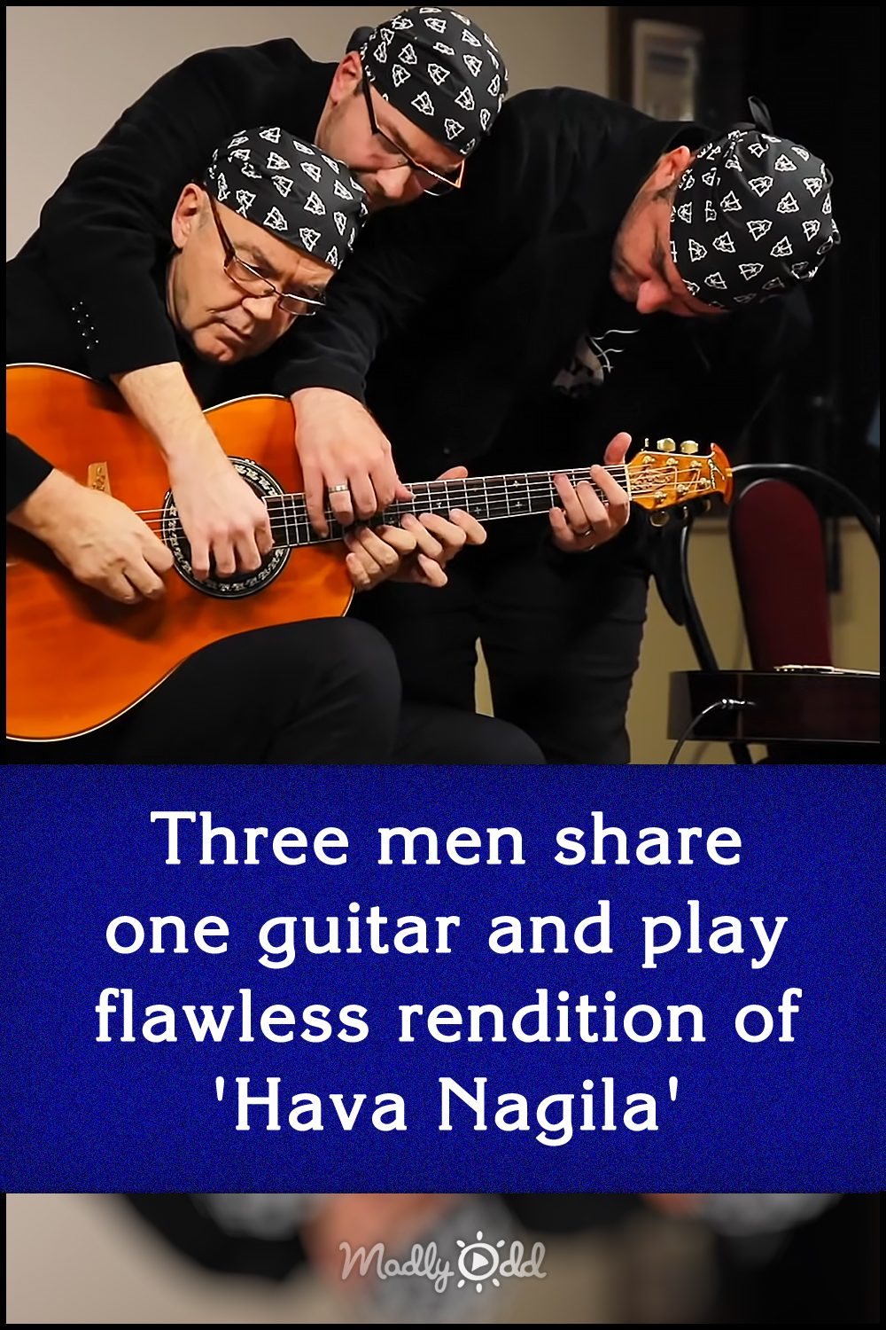Three men share one guitar and play flawless rendition of \'Hava Nagila\'