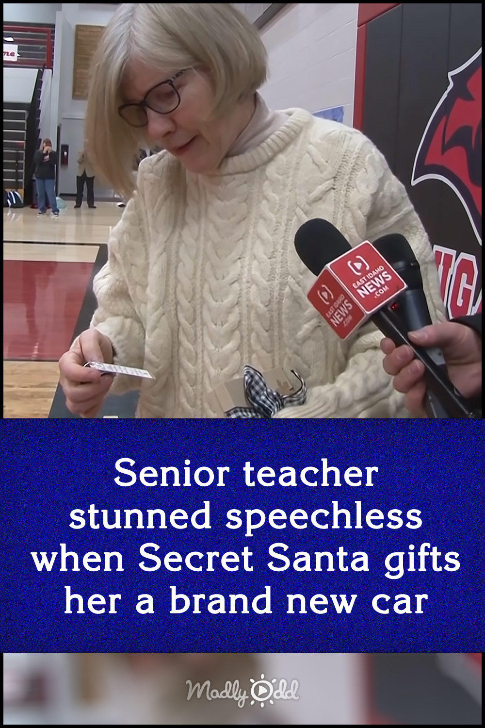 Senior teacher stunned speechless when Secret Santa gifts her a brand new car