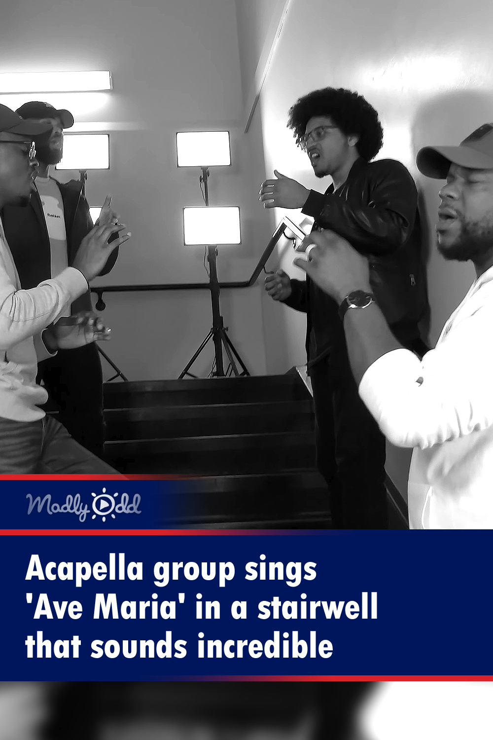 Acapella group sings \'Ave Maria\' in a stairwell that sounds incredible