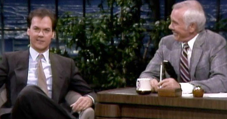 Michael Keaton and Johnny Carson