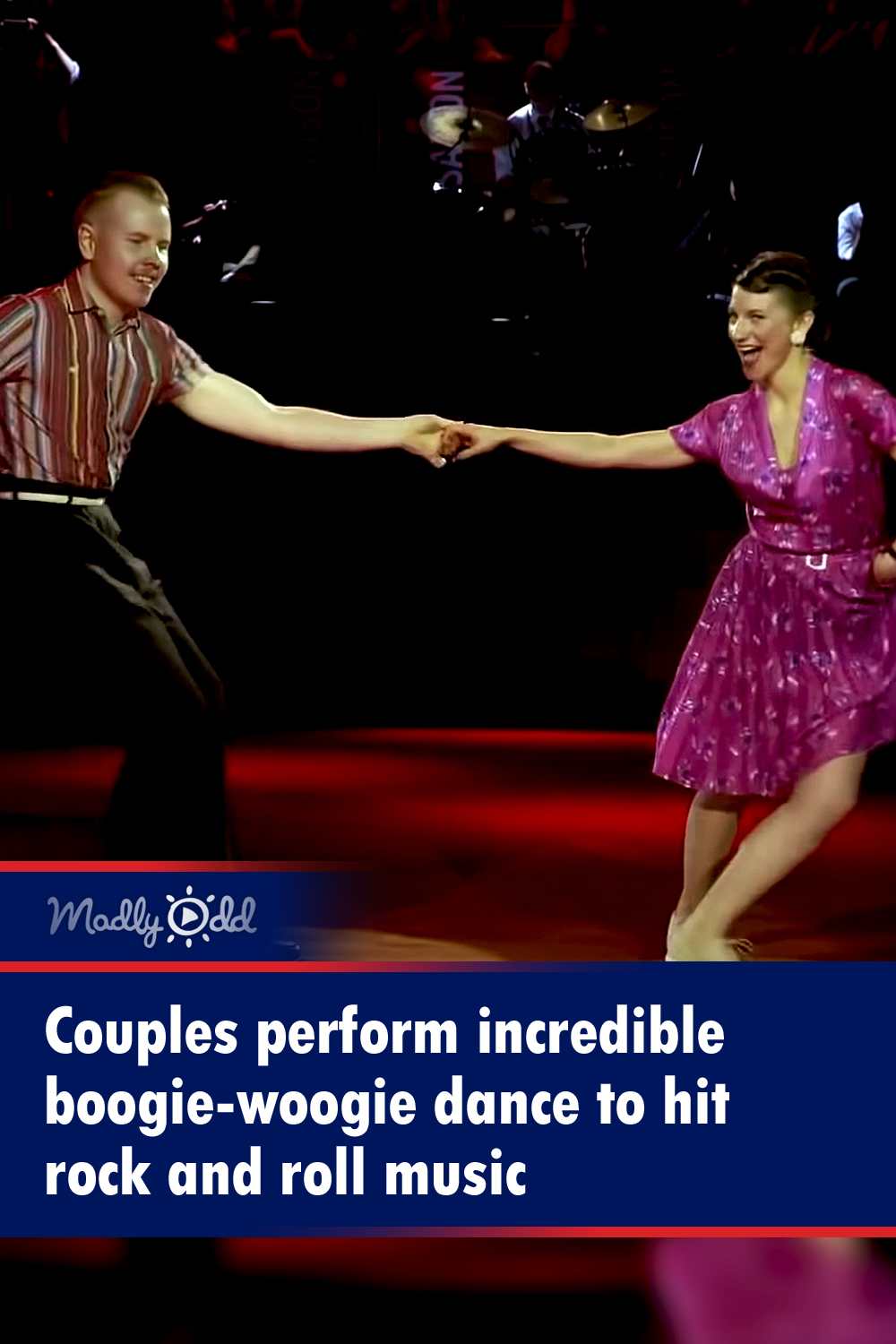 Couples perform incredible boogie-woogie dance to hit rock and roll music
