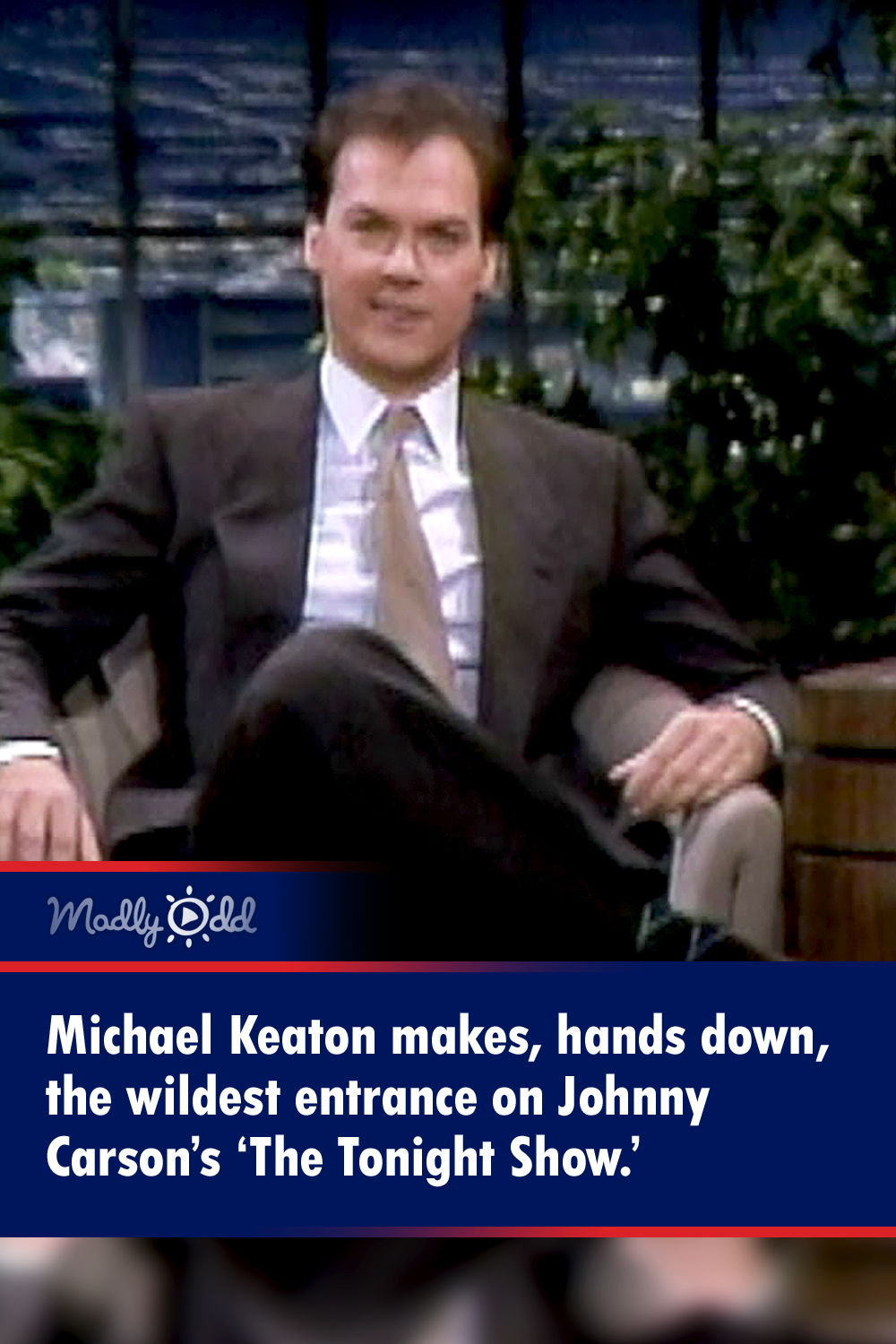 Michael Keaton makes, hands down, the wildest entrance on Johnny Carson\'s \'The Tonight Show\'