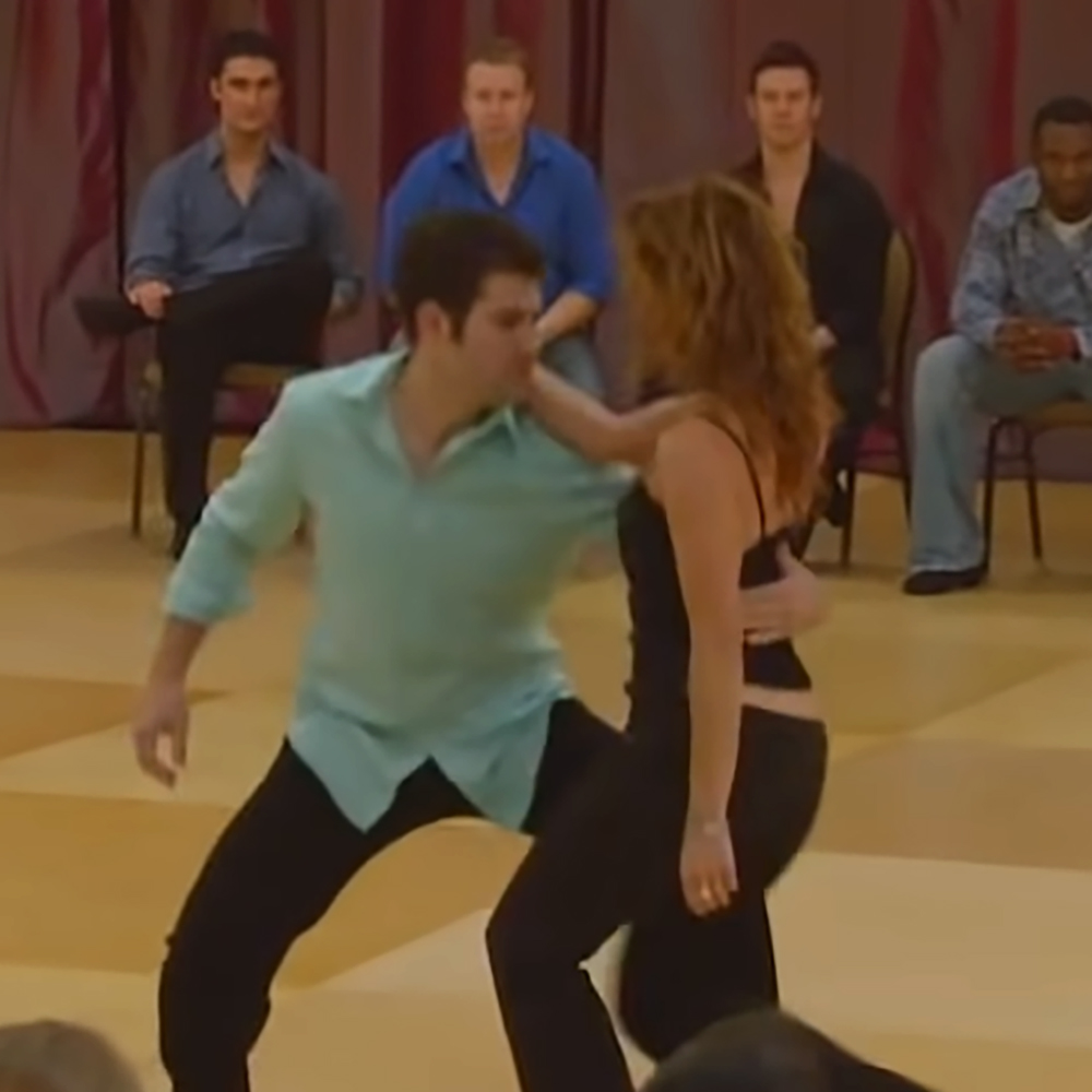 Couple performing swing dance