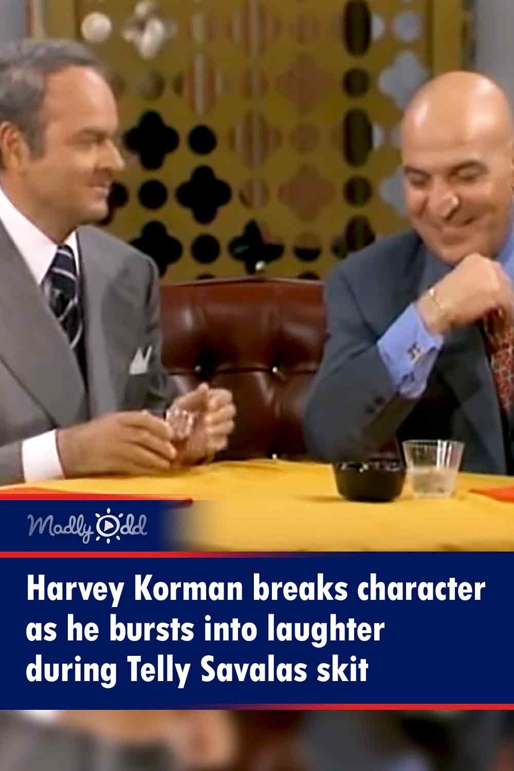 Harvey Korman breaks character as he bursts into laughter during Telly Savalas skit