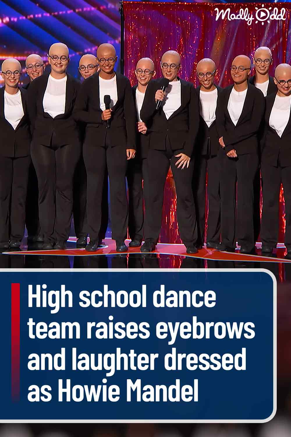 High school dance team raises eyebrows and laughter dressed as Howie Mandel