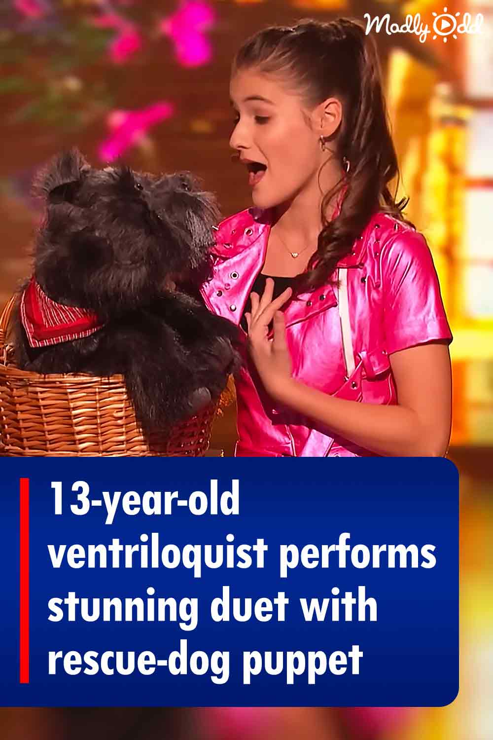 13-year-old ventriloquist performs stunning duet with rescue-dog puppet