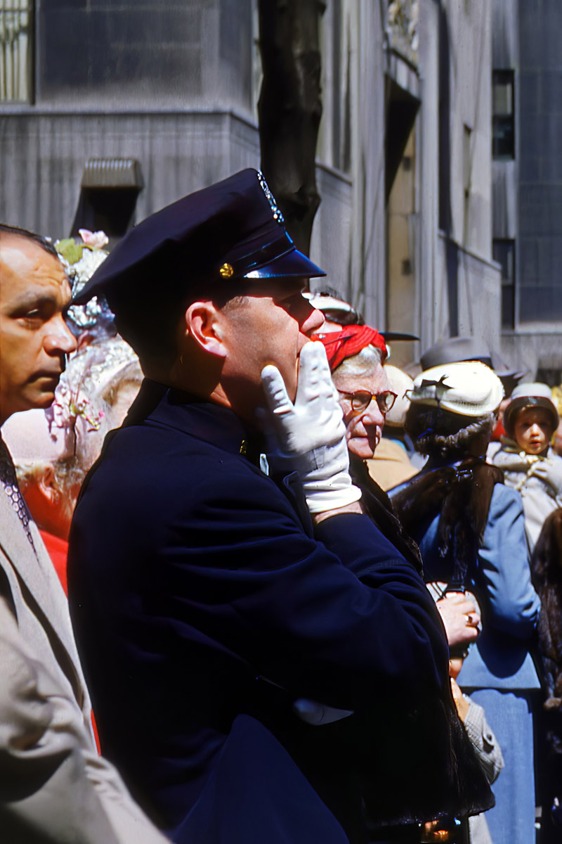 1950s Policeman in dress uniform, NYC Easter Parade