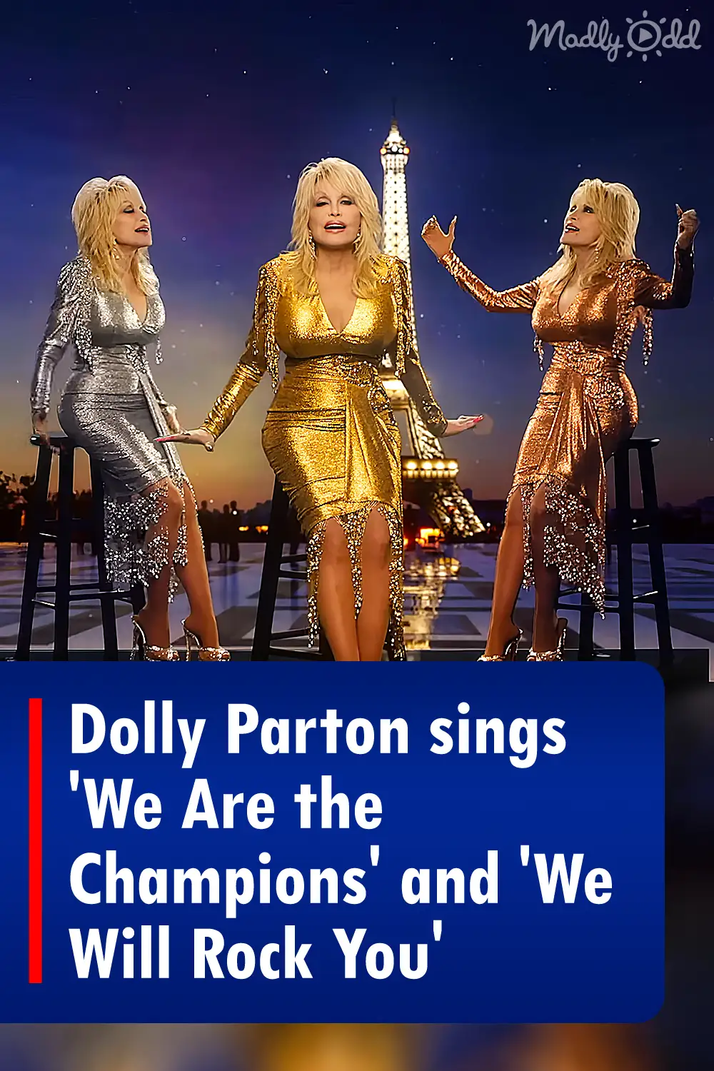 Dolly Parton sings 'We Are the Champions' and 'We Will Rock You'