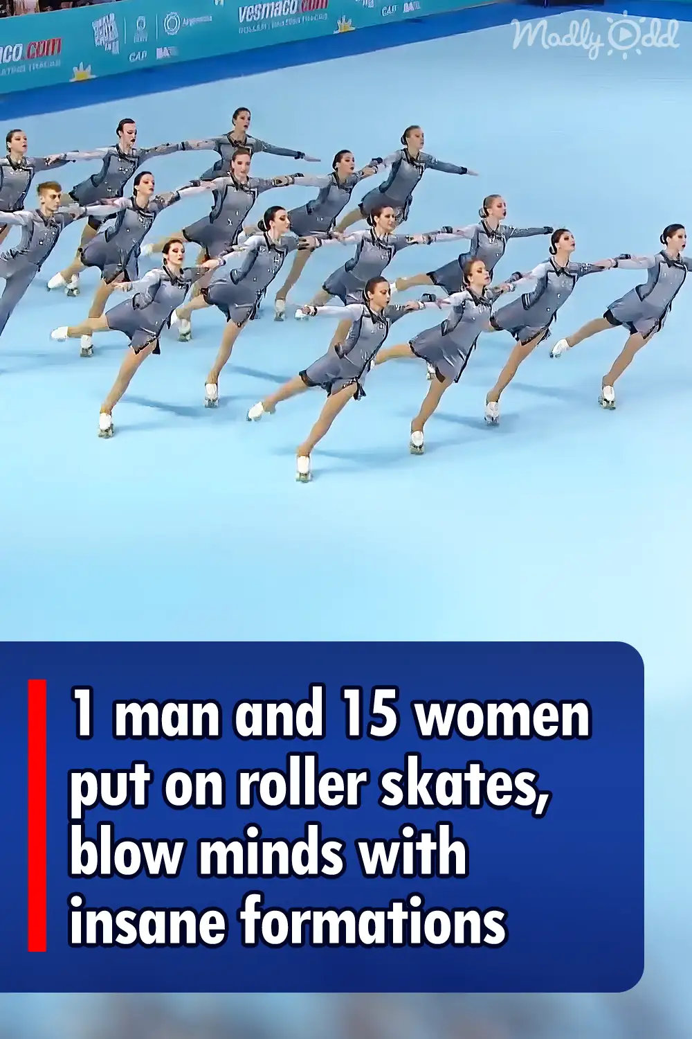 1 man and 15 women put on roller skates, blow minds with insane formations