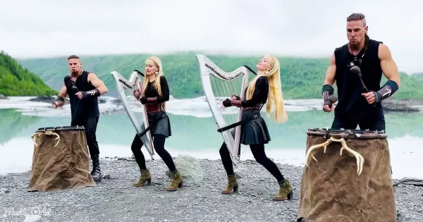 Enchanting musical performance by Viking twins