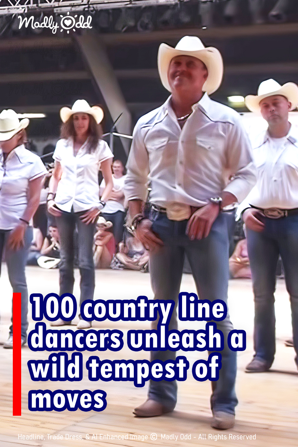 One hundred country line dancers unleash wild tempest of rollicking moves