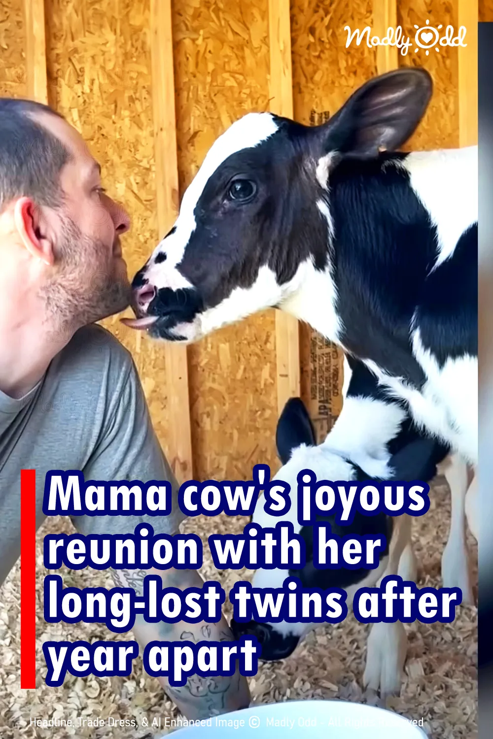 Mama cow\'s joyous reunion with long-lost twins after a year apart